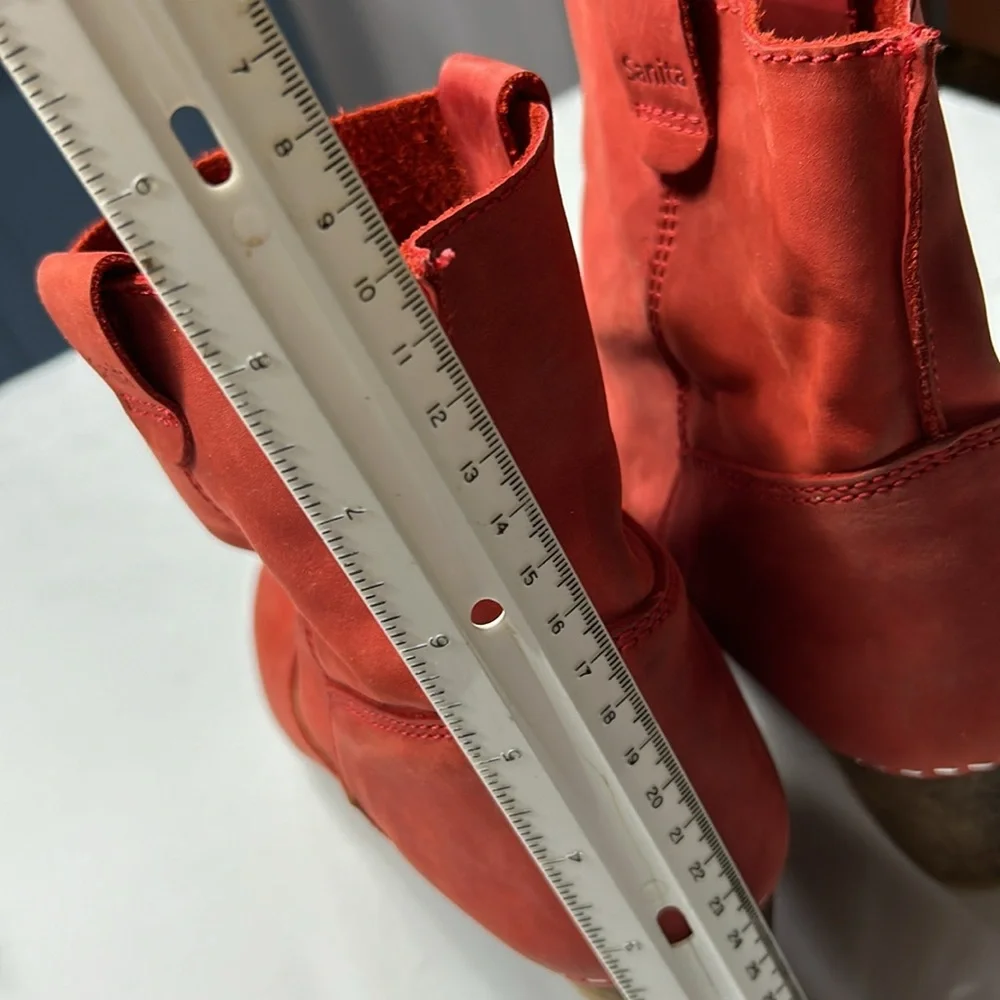 SANITA Red Suede. Clogs. Wood Heeled. 38/7.5 - Picture 10 of 12